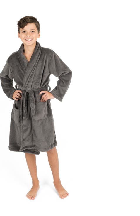 Kids Fleece Robe, Shawl Collar, Solid Colors