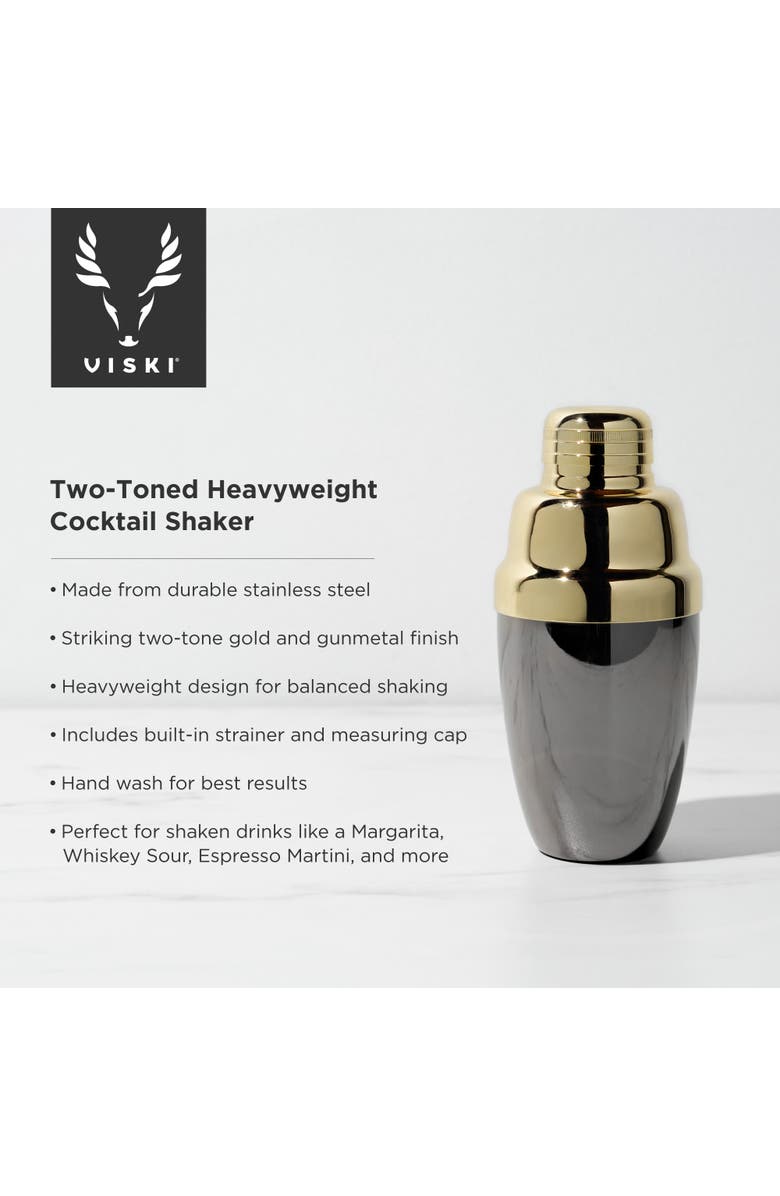 Viski Deco Two-Toned Heavyweight Shaker, Alternate, color, Black