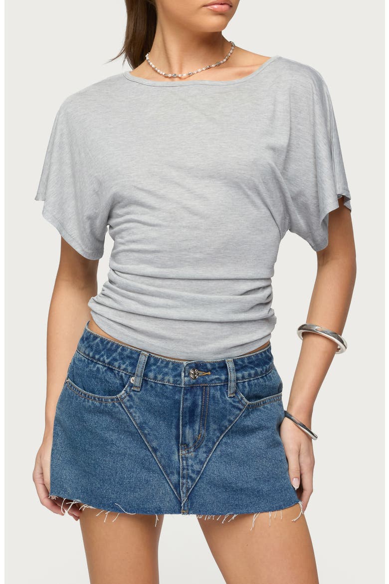 Abriana Ruched Waist Top, Main, color, GRAY-MELANGE