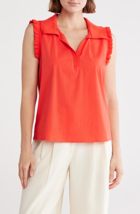 Ruffle Collar Poplin Tank