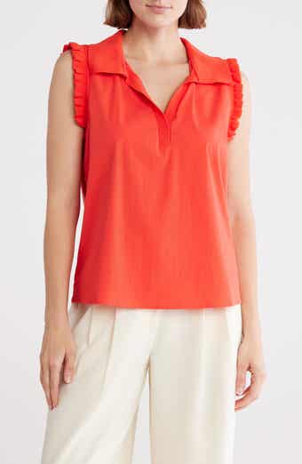 DR2 by Daniel Rainn Ruffle Collar Poplin Tank