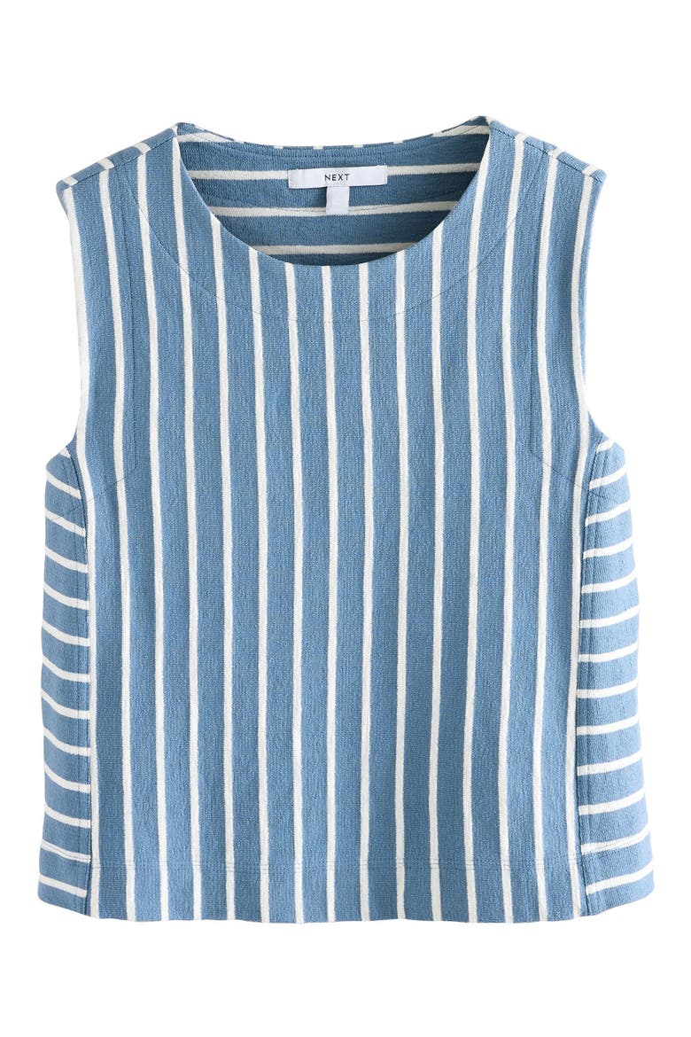 Stripe Sleeveless Cotton Terry Top, Main, color, WHITE
