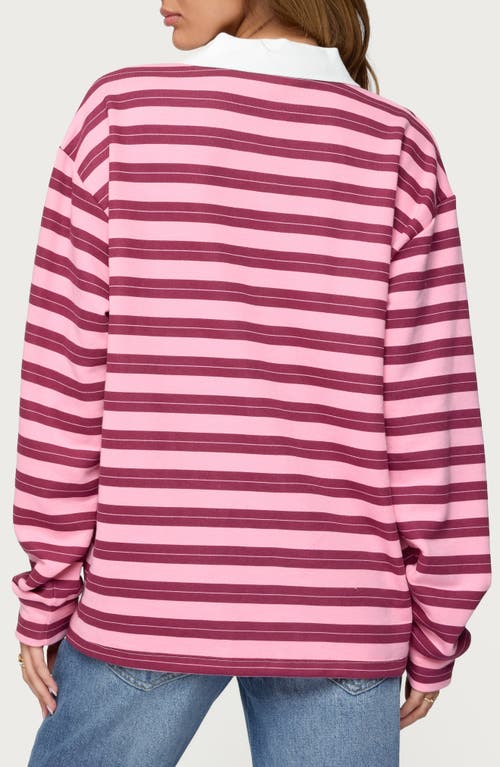 Edikted Maureen Stripe Polo Sweatshirt In Multi