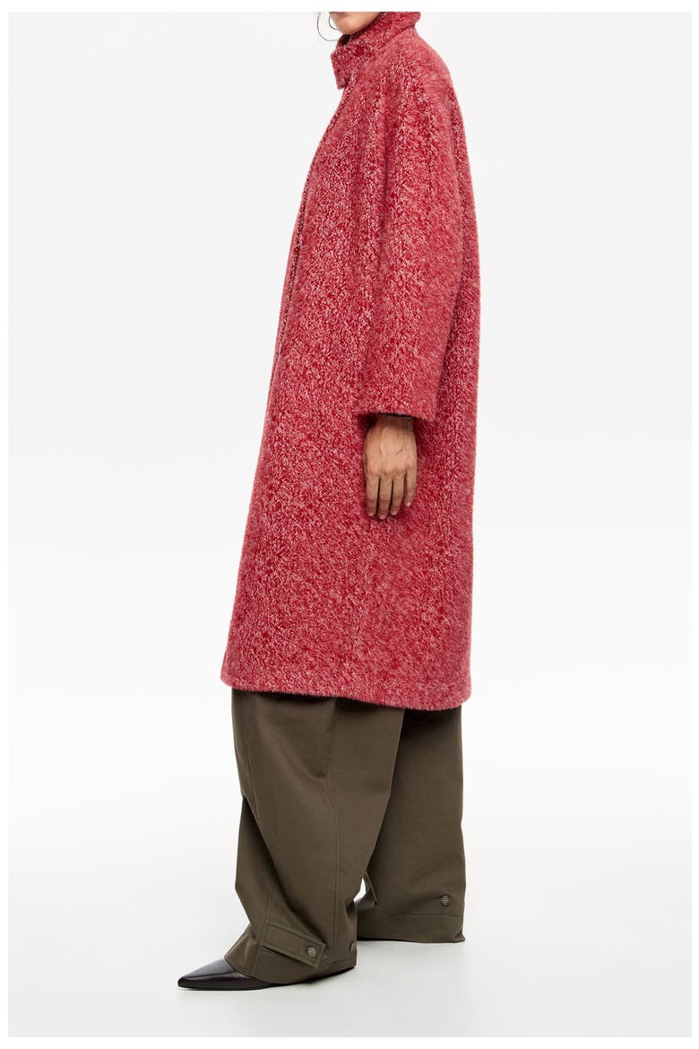 Structured Fur Coat, Alternate, color, RED