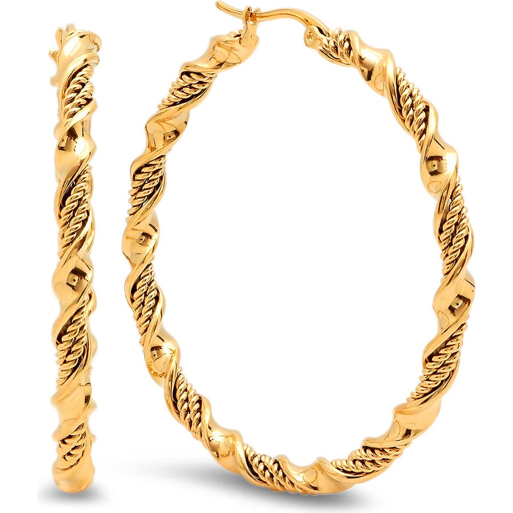 Steeltime 18k Gold Plated Stainless Steel Twisted Hoop Earrings