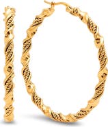 STEELTIME 18K Gold Plated Stainless Steel Twisted Hoop Earrings