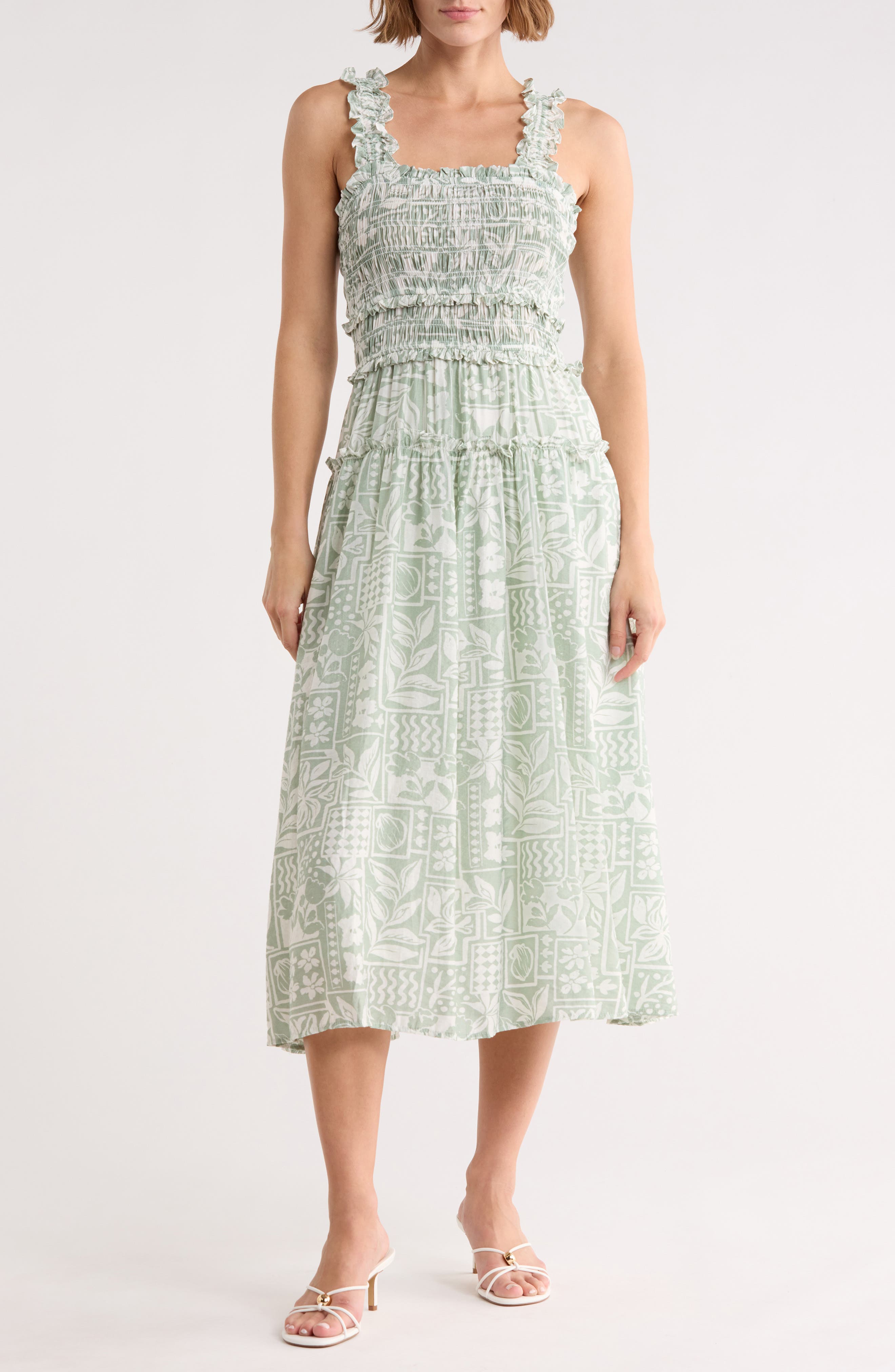 Blu Pepper Mixed Print Smocked Dress