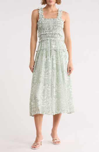 Mixed Print Smocked Dress