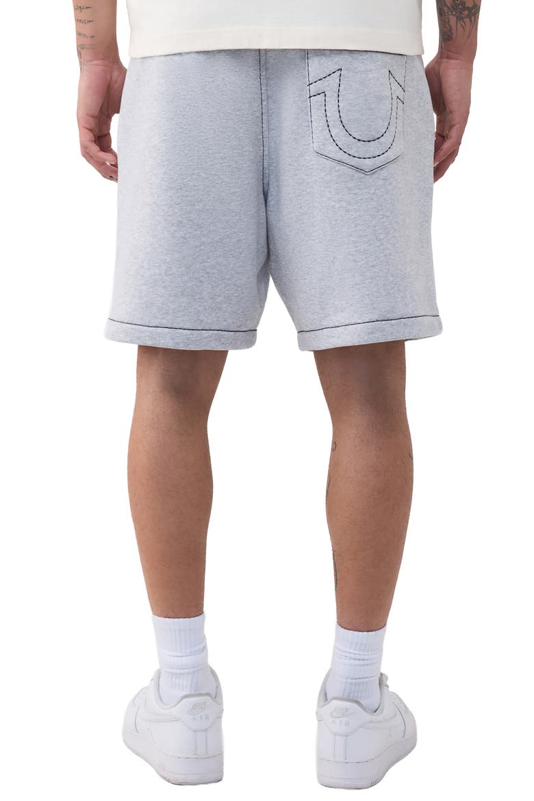 Buddha Face Big T Fleece Drawstring Shorts, Alternate, color, HEATHER GREY