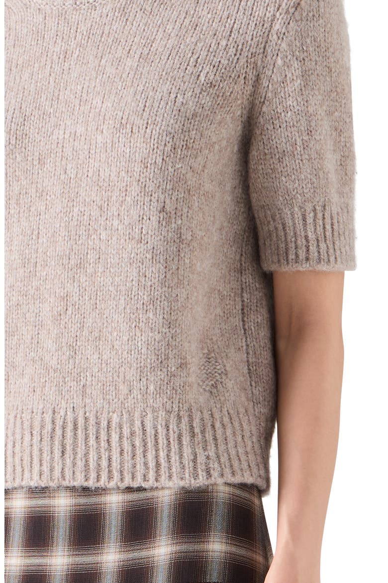 Fluffy Short Sleeve Alpaca Blend Sweater, Alternate, color, OAT