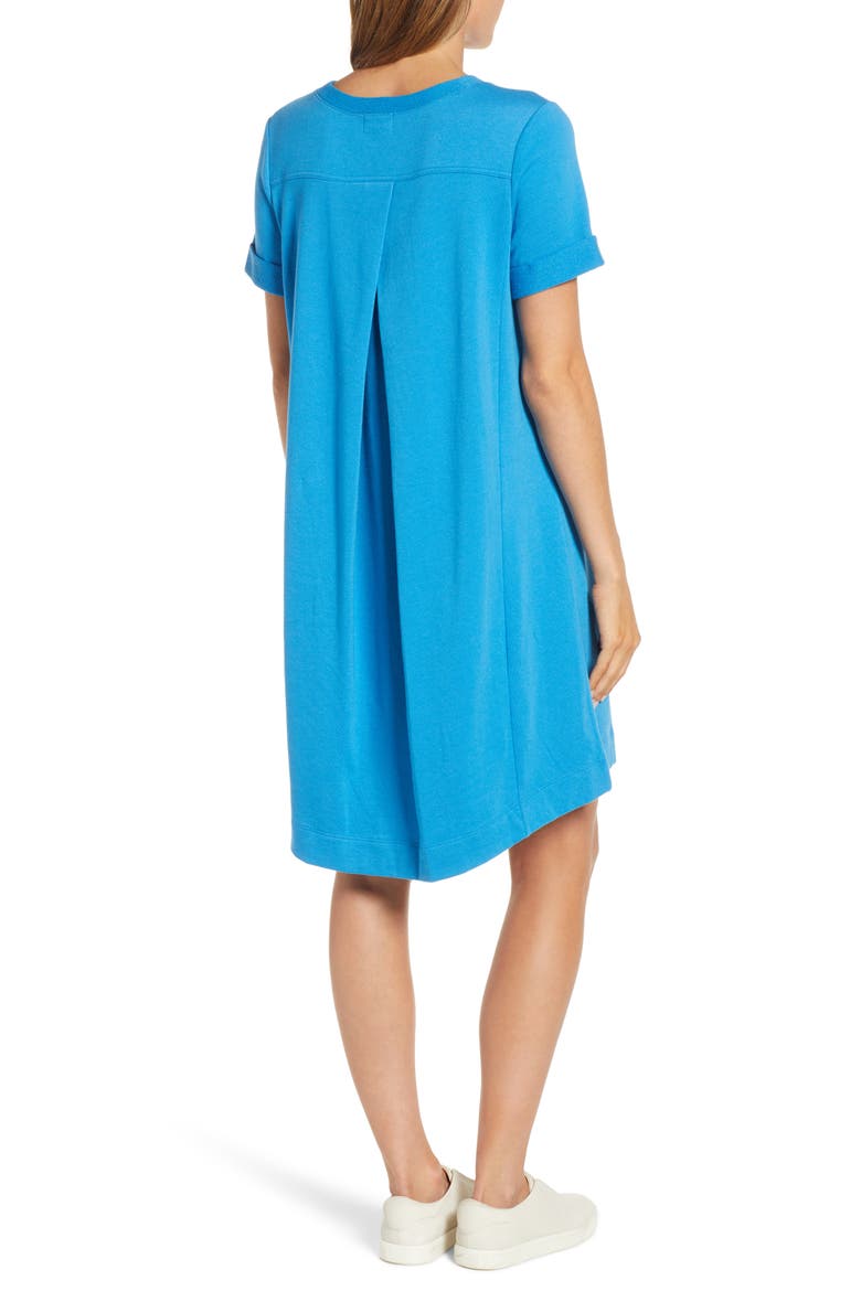 Short Sleeve Cotton Blend Dress, Alternate, color, BLUE EUROPE