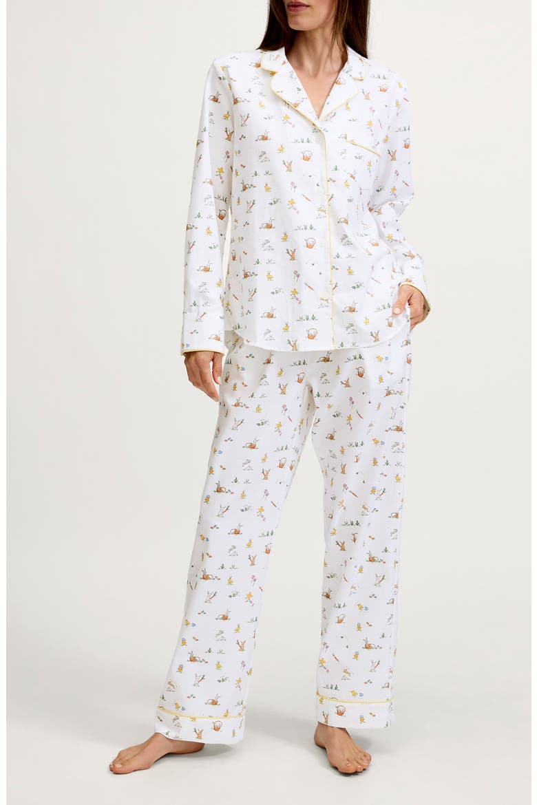 Brushed Cotton Twill Pajamas, Main, color, WHITE