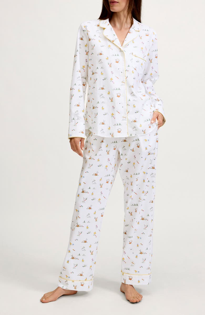 Petite Plume Brushed Cotton Twill Pajamas, Main, color, White