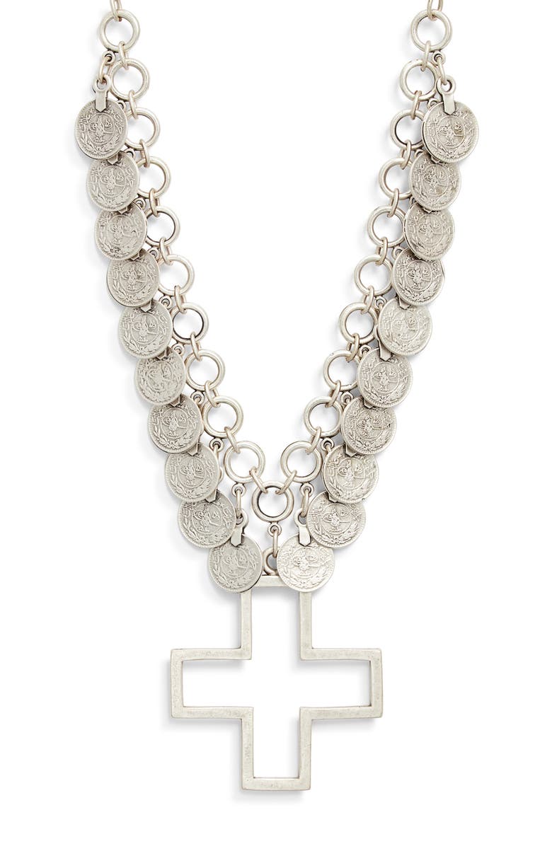 Child of Wild Kubai Goddess Statement Collar Necklace, Main, color, Silver