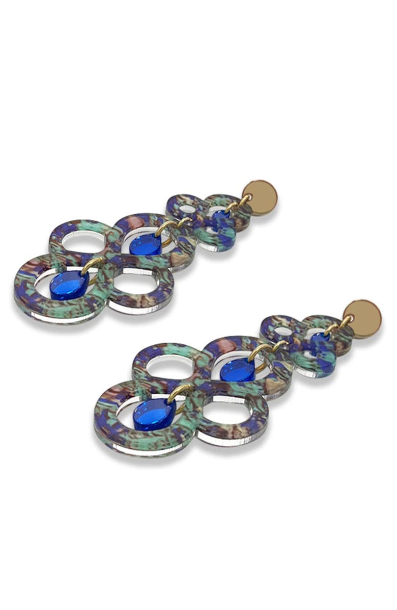 Toolally Batik Earrings - Blue Splatter & Blue Mirror, Alternate, color, Blue Splatter & Blue Mirror