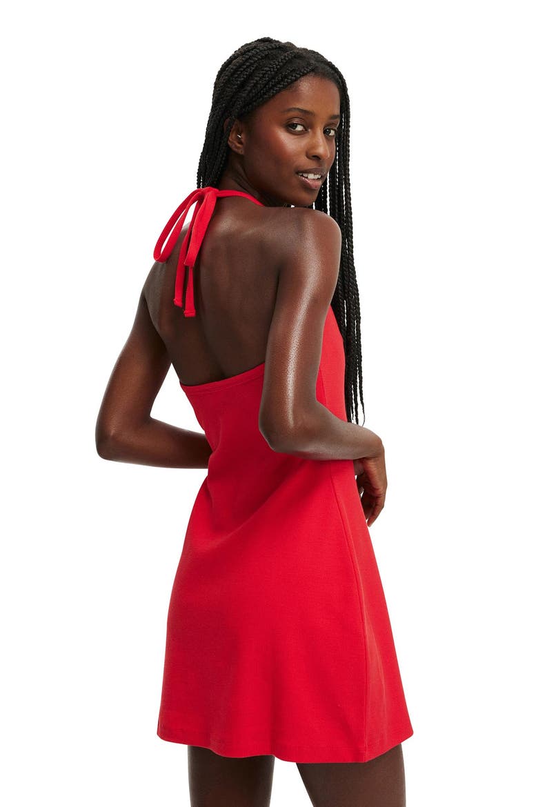 Women's Halter Scoop Mini Dress, Alternate, color, Lava Flare