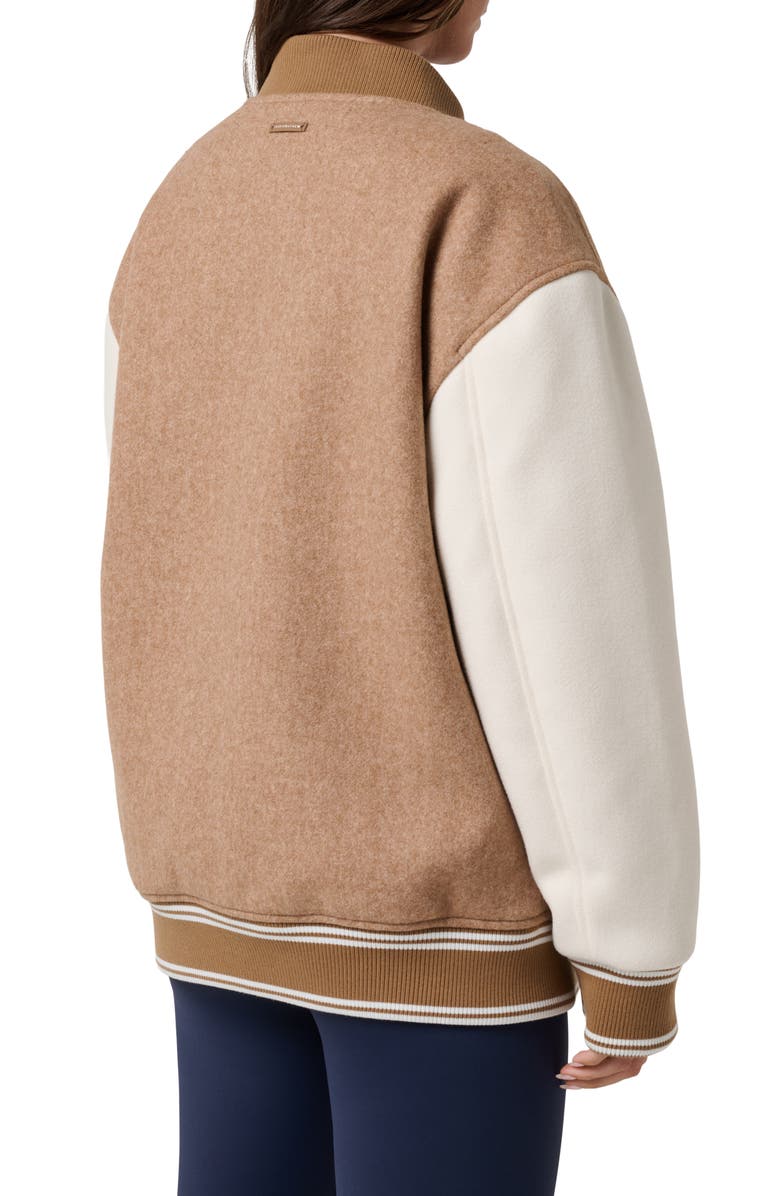 TravisMathew Clubside Varsity Bomber Jacket, Alternate, color, Heather Chestnut Multi