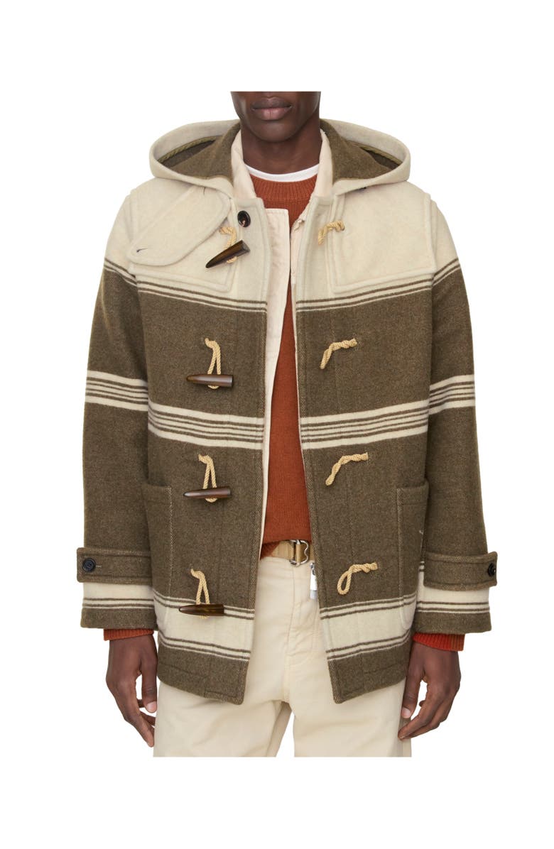 Burberry Short Wool Blend Harrogate Duffle Coat, Alternate, color, Scout Green