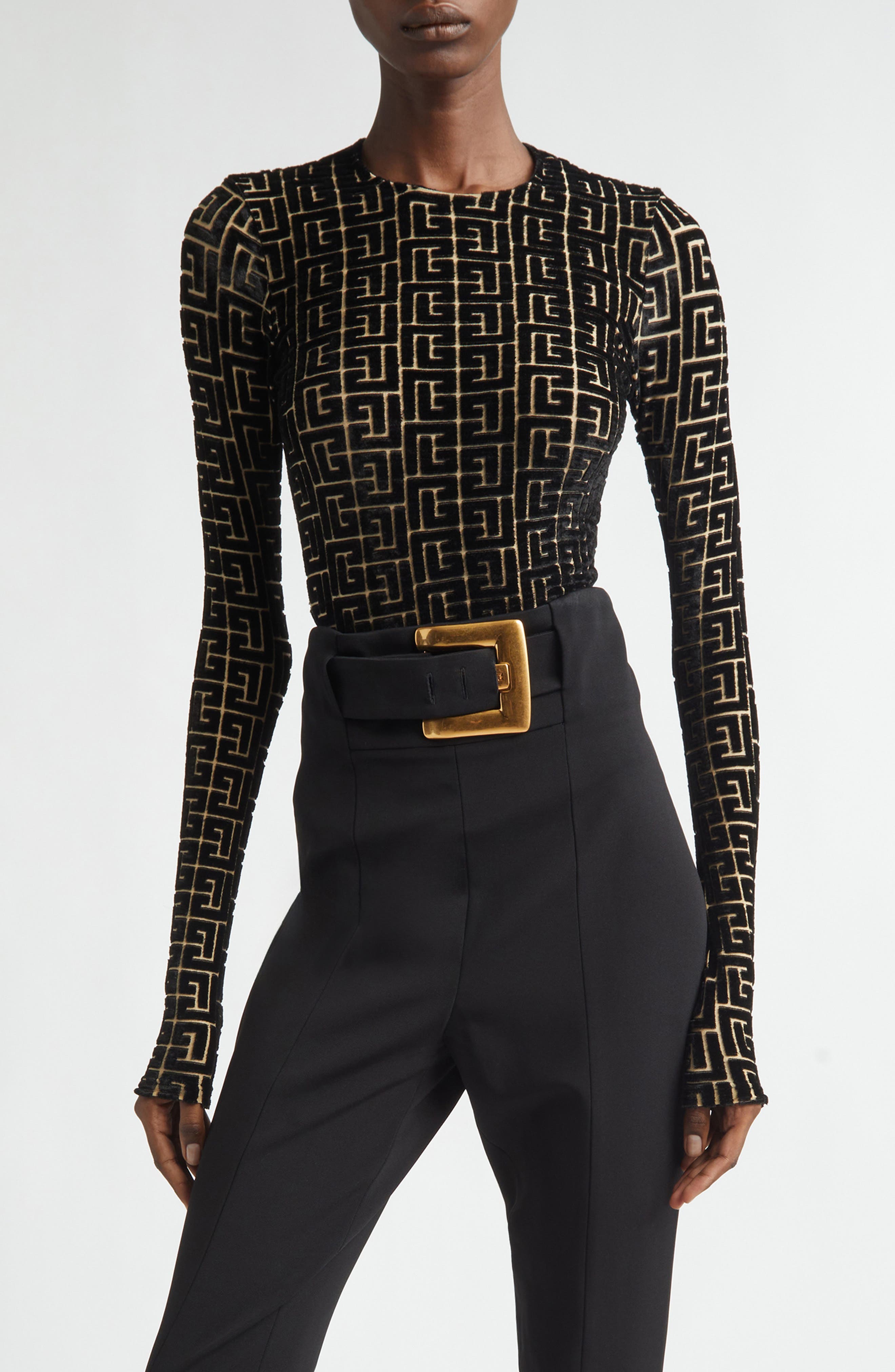 Monogram Jacquard Devore Velvet Top