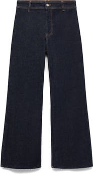 MANGO Catherin Raw Hem High Waist Wide Leg Culotte Jeans