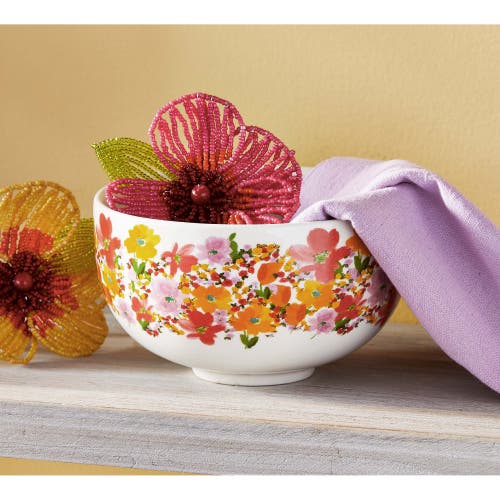 Tag Springtime Floral Stoneware Snack Bowl With Bright Print In Multi