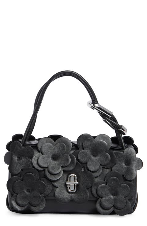 The Mini Dual Daisy Appliqué Leather Top Handle Bag