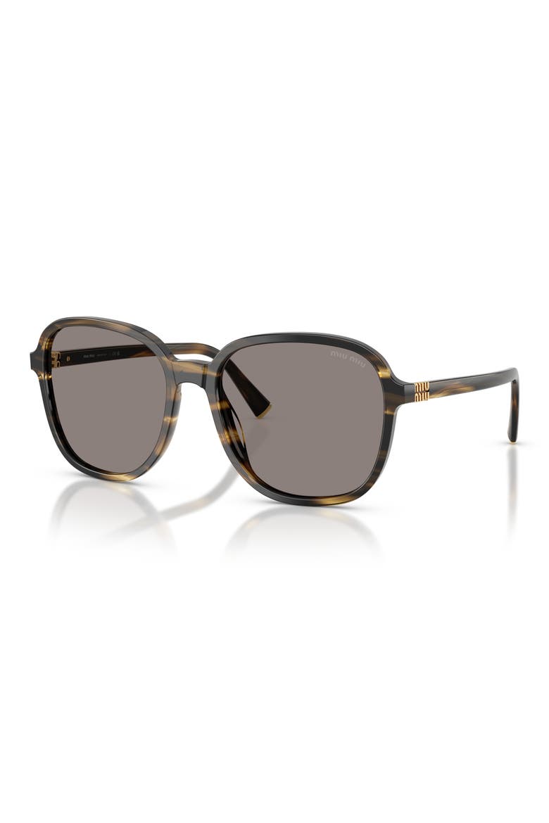 58mm Pillow Sunglasses, Alternate, color, STRIPED LODEN / DARK GREY