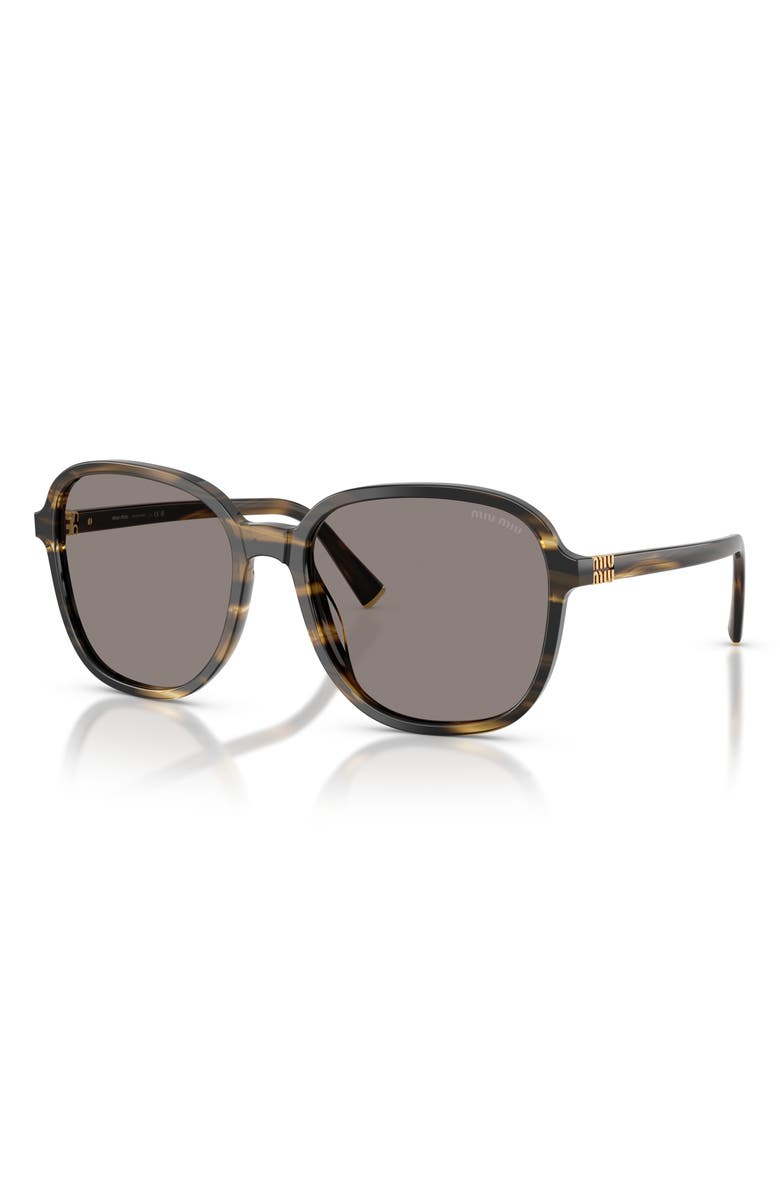 Miu Miu 58mm Pillow Sunglasses, Alternate, color, Striped Loden / Dark Grey