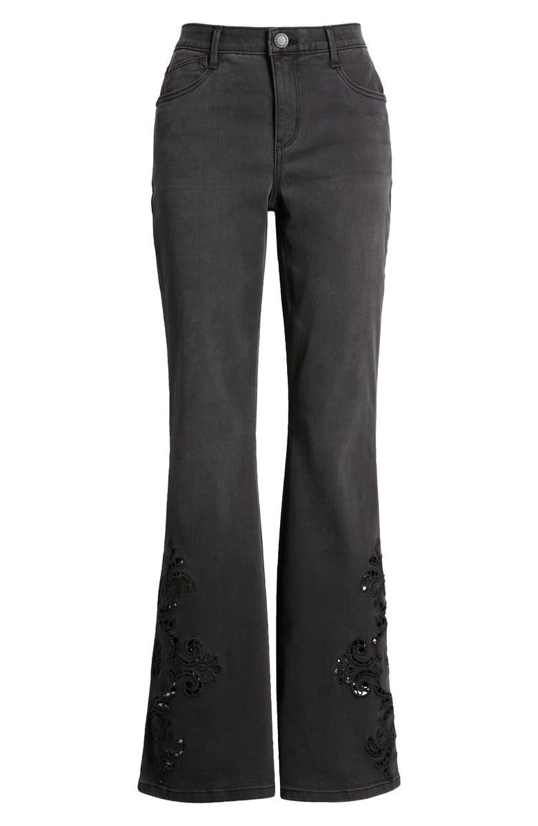 Wit & Wisdom 'Ab'Solution Embroidered High Waist Flare Jeans, Alternate, color, Washed Black