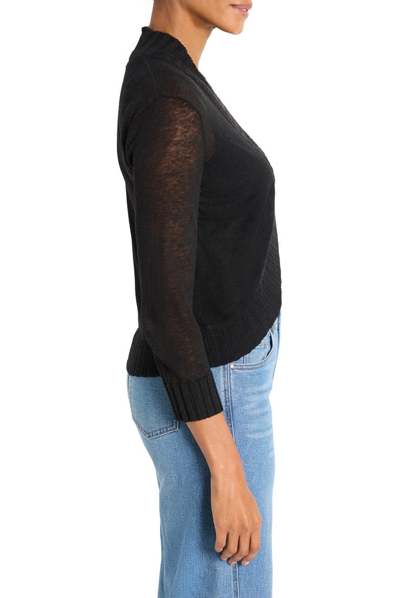 Linen Blend Bolero Cardigan, Alternate, color, BLACK ONYX