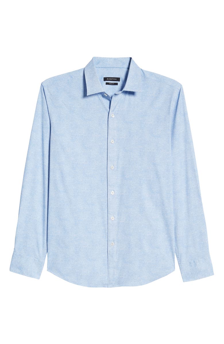 Bugatchi Shaped Fit Button-Up Performance Shirt, Alternate, color, Sky
