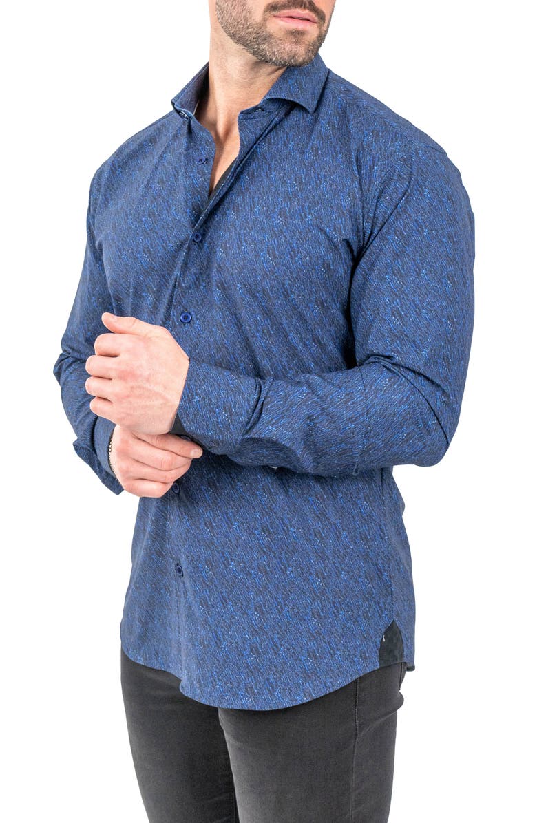 Maceoo Einstein Stretch Deep Night Button-Up Shirt, Alternate, color, Blue