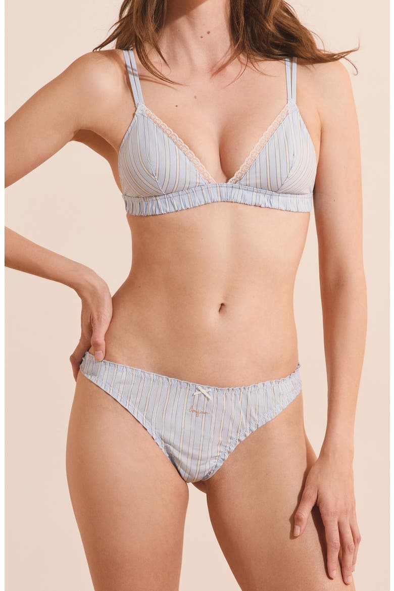 Benicio Day Striped Cotton Thong, Alternate, color, BLEU CIEL