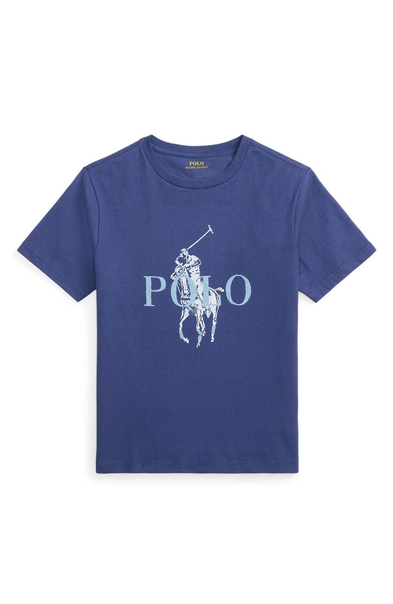 Polo Ralph Lauren Kids' Big Pony Logo Cotton Graphic T-Shirt, Main, color, Light Navy