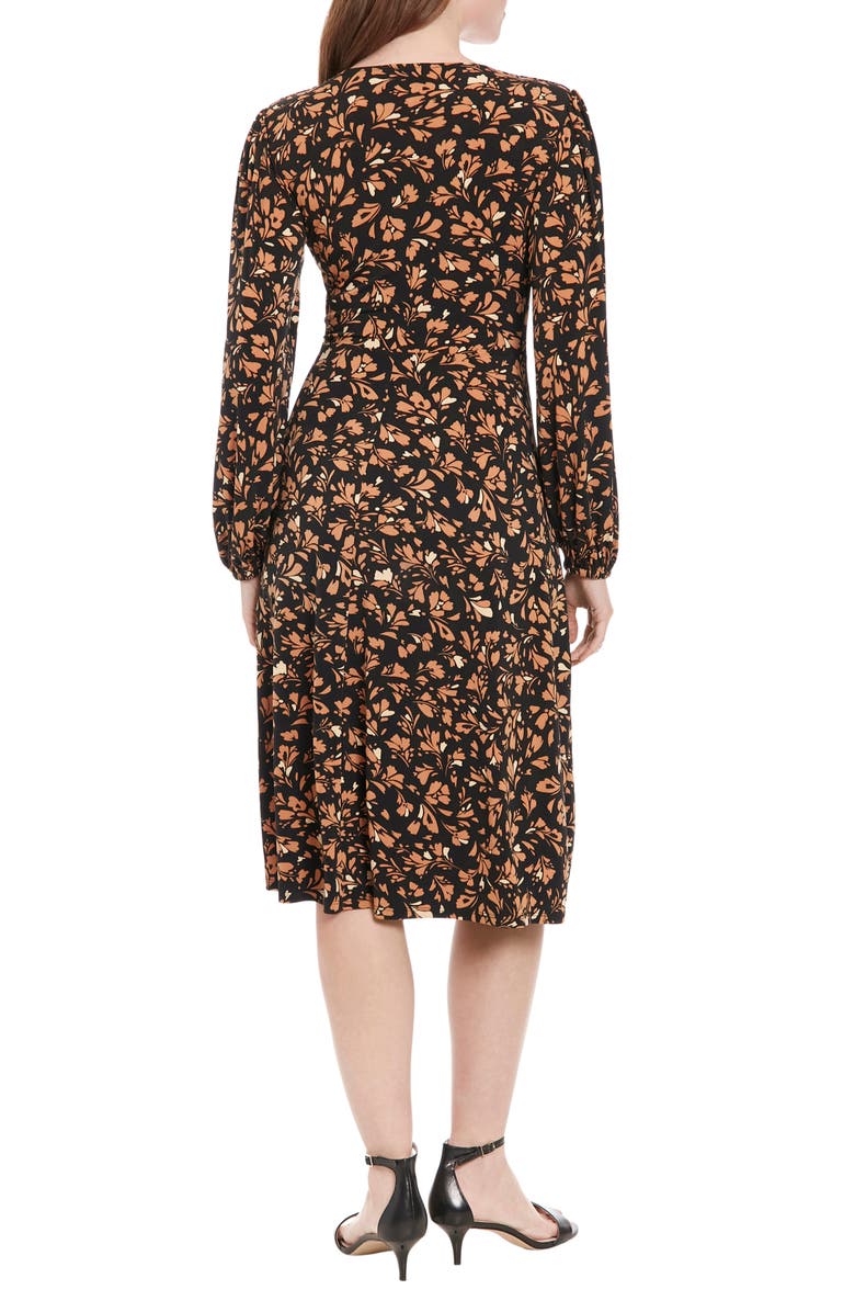 London Times Floral Long Sleeve Smocked Midi Dress, Alternate, color,