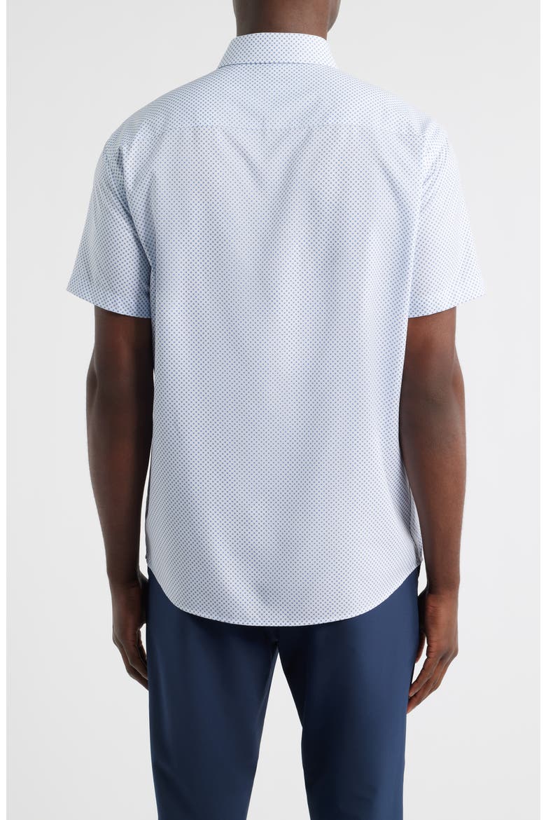 Cecil Microprint Short Sleeve Performance Poplin Button-Up Shirt, Alternate, color, CLOUDY BLUE