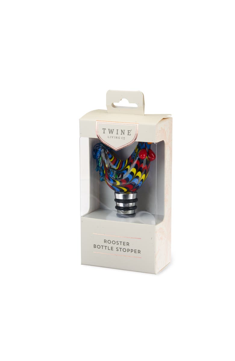 TWINE Rooster Glass Bottle Stopper, Alternate, color, Multicolor