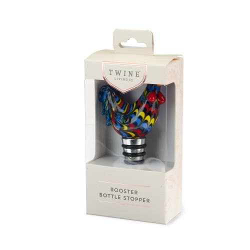 Twine Rooster Glass Bottle Stopper In Multi