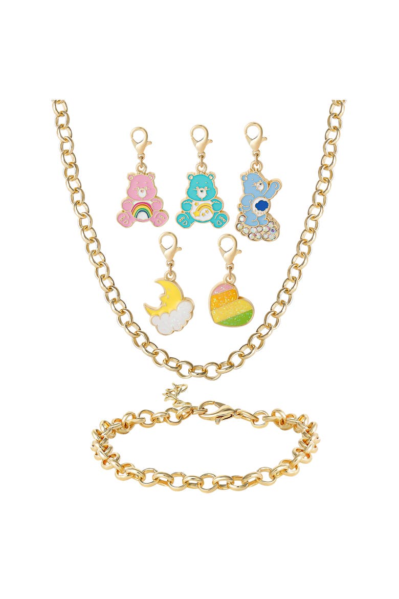 Charm Bracelet and Necklace with 5 Interchangeable Charms, Main, color, Gold