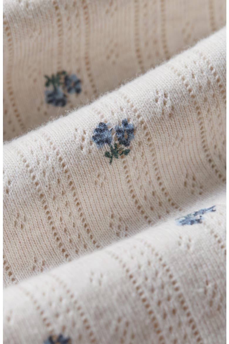 Organic Cotton Pointelle Scoop Neck Tee, Alternate, color, Cream Heather Ditsy Floral