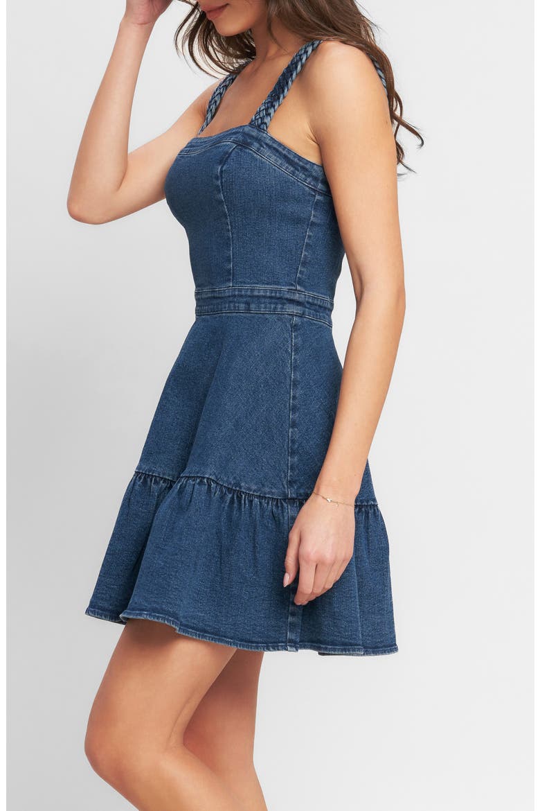 Fit & Flare Denim Minidress, Alternate, color, MEDIUM INDIGO