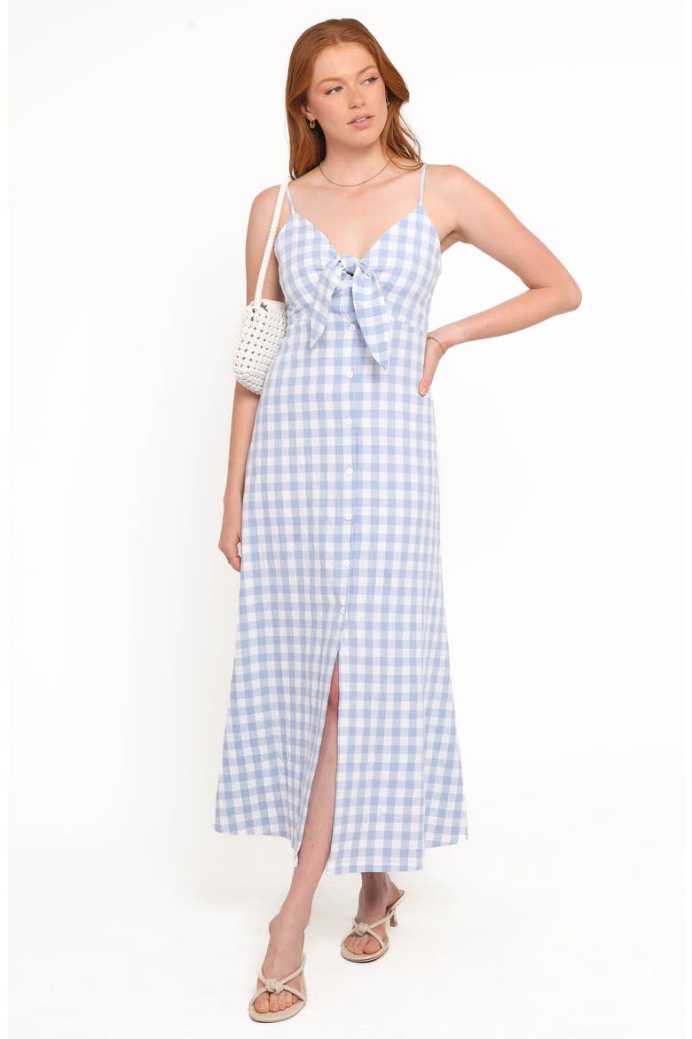 Menora Gingham Check Midi Dress, Alternate, color, BLUE GINGHAM