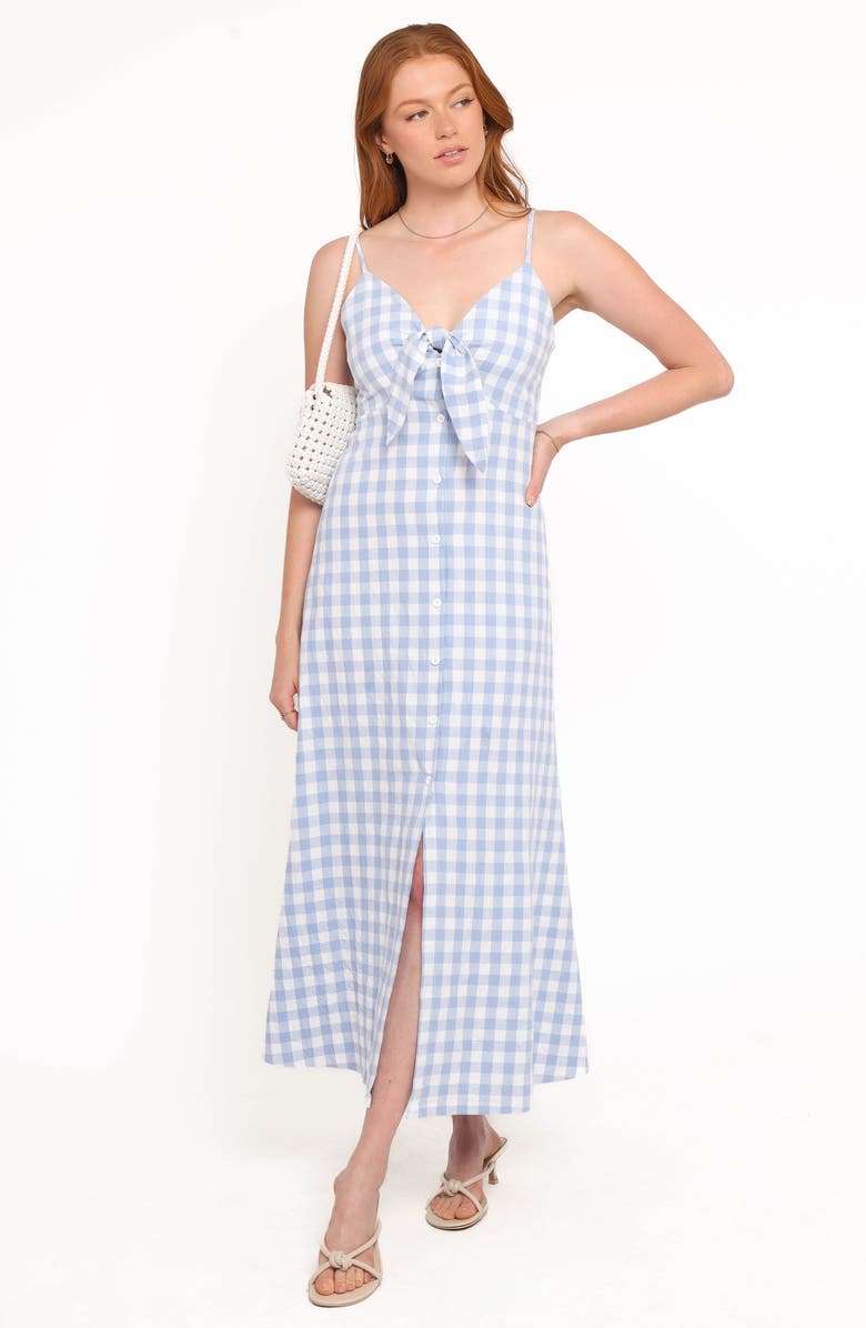 Petal & Pup Menora Gingham Check Midi Dress, Alternate, color, Blue Gingham