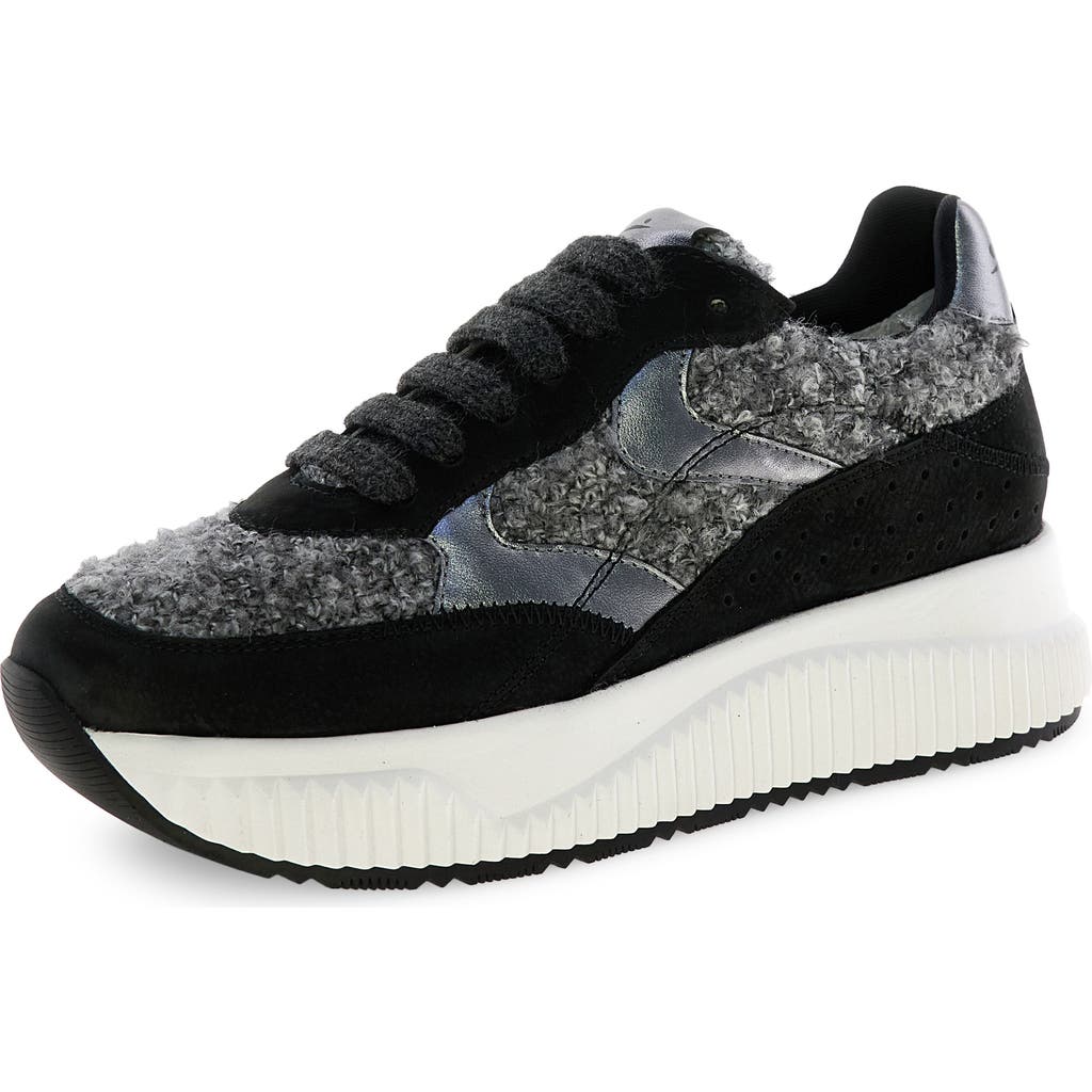 Voile Blanche Lana Genuine Shearling Platform Sneaker In Multi