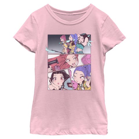 Girl's KPop Demon Hunters HUNTR/X Manhwa Comic Panels  Graphic T-Shirt