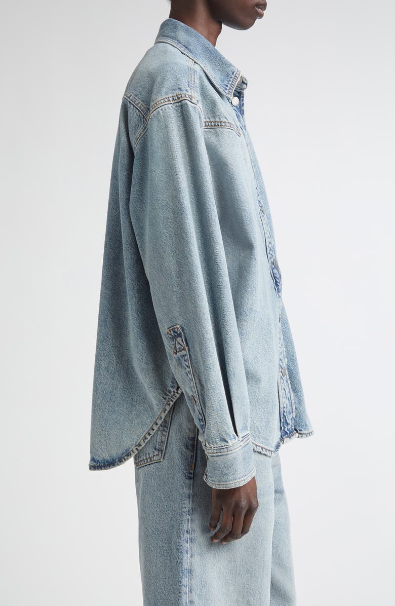 Haikure Belted Denim Snap-Up Shirt, Alternate, color, Authentic Wash