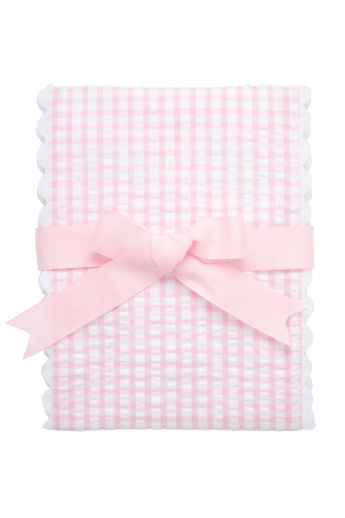3 Marthas Big Check Fancy Fabric Burp Cloth in Pink/white Trim 
