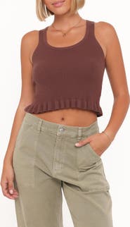 Petal & Pup Bernice Ruffle Hem Crop Sweater Tank