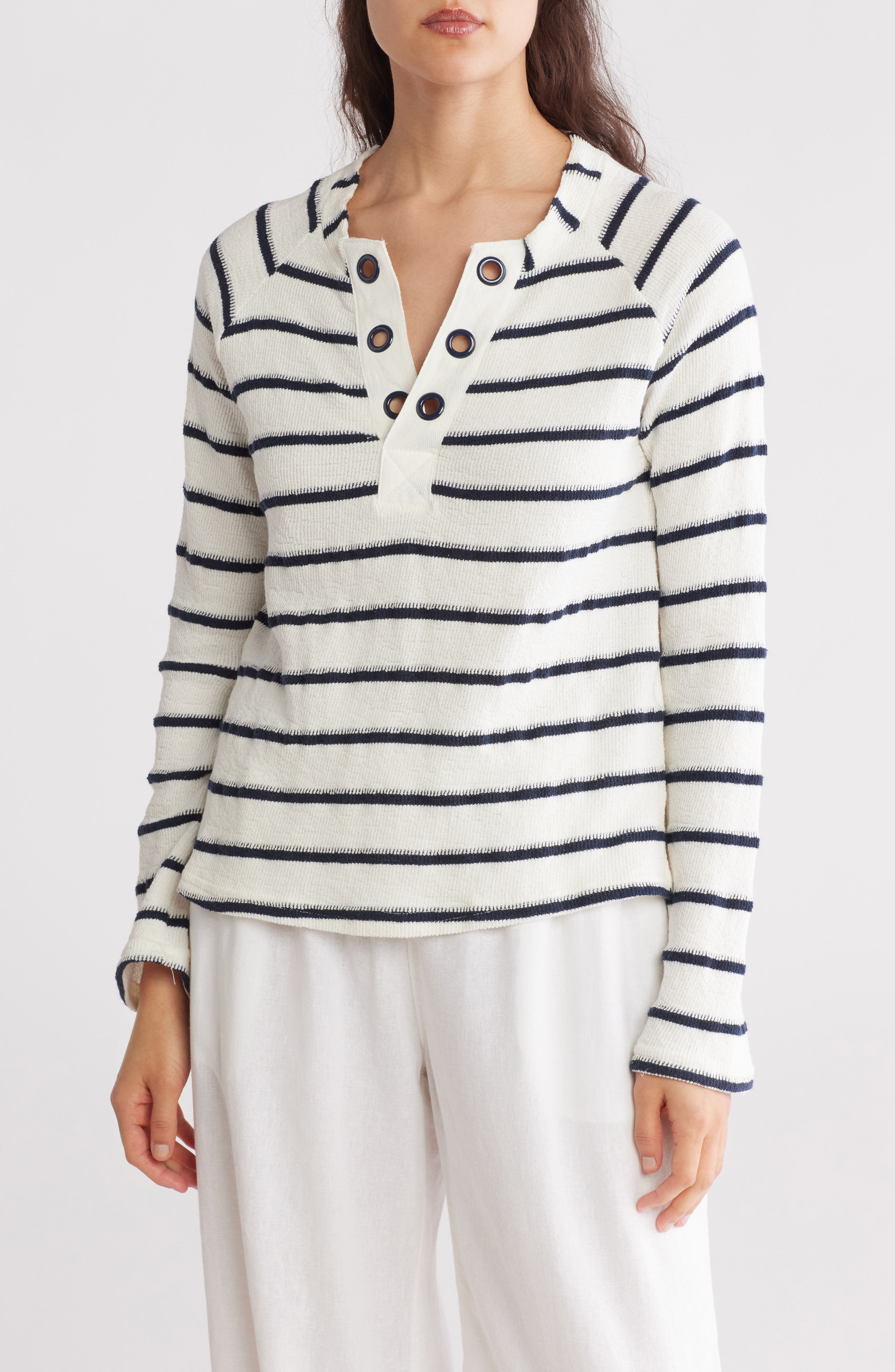 Blu Pepper Stripe Knit Henley