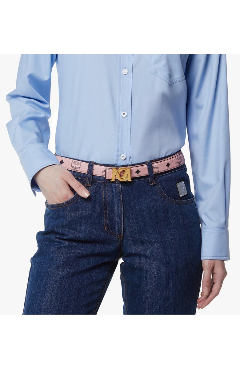 MCM M-Art Belt in Visetos, Alternate, color, Soft Pink